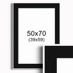Ramka Biała z passe-partout 50x70 cm - Czarne Passe-partout Biały środek 50x70 cm (39x59)