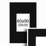 Ramka Biała z passe-partout 60x90 cm - Czarne Passe-partout Biały środek 60x90 cm (29x39)