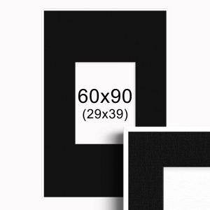 Ramka Biała z passe-partout 60x90 cm - Czarne Passe-partout Biały środek 60x90 cm (29x39)