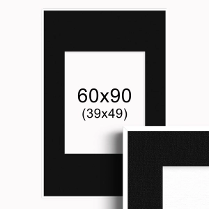 Ramka Biała z passe-partout 60x90 cm - Czarne Passe-partout Biały środek 60x90 cm (39x49)