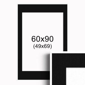 Ramka Biała z passe-partout 60x90 cm - Czarne Passe-partout Biały środek 60x90 cm (49x69)