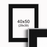 Ramka Srebrna z passe-partout 40x50 cm - Czarne Passe-partout Biały środek 40x50 cm (29x39)