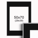 Ramka Srebrna z passe-partout 50x70 cm - Czarne Passe-partout Biały środek 50x70 cm (29x39)