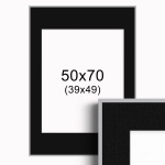 Ramka Srebrna z passe-partout 50x70 cm - Czarne Passe-partout Biały środek 50x70 cm (39x49)