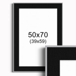 Ramka Srebrna z passe-partout 50x70 cm - Czarne Passe-partout Biały środek 50x70 cm (39x59)