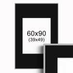 Ramka Srebrna z passe-partout 60x90 cm - Czarne Passe-partout Biały środek 60x90 cm (39x49)
