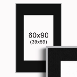 Ramka Srebrna z passe-partout 60x90 cm - Czarne Passe-partout Biały środek 60x90 cm (39x59)