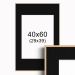 Ramka w kolorze drewna z passe-partout 40x60 cm - Czarne Passe-partout Biały środek 40x60 cm (29x39)