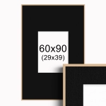Ramka w kolorze drewna z passe-partout 60x90 cm - Czarne Passe-partout Biały środek 60x90 cm (29x39)