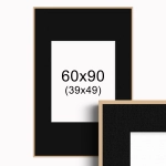 Ramka w kolorze drewna z passe-partout 60x90 cm - Czarne Passe-partout Biały środek 60x90 cm (39x49)