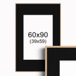 Ramka w kolorze drewna z passe-partout 60x90 cm - Czarne Passe-partout Biały środek 60x90 cm (39x59)