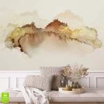 Elegancka fototapeta na wymiar beżowa abstrakcja z dodatkiem koloru złota - nowoczesna dekoracja do salonu i sypialni, styl glamour i nowoczesny