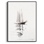 Plakat - Winslow Homer - Szkuner dwumasztowy z Dory - Obraz do Salonu i Sypialni, Styl Skandynawski - Minimalistyczna Biel, Szary i Czarny 