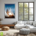 plakat-kosmos-start-promu-rakieta-nasa-blekit-pomarancz-nowoczesny-salon.webp