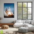 plakat-kosmos-start-promu-rakieta-nasa-blekit-pomarancz-nowoczesny-salon.webp