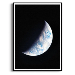 Plakat Kosmos - Planeta Ziemia z Orbity - Obraz do Salonu i Sypialni, Styl Nowoczesny i Minimalistyczny - Głęboka Czerń, Błękit i Biel