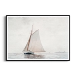 Plakat - Winslow Homer - Sailing off Gloucester - Morze Akwarela Beżowy Boho Rustykalny Marynistyczny do Salonu i Sypialni