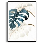 Plakat - Monstera Złota Beżowa - Do Salonu i Sypialni, Boho Nowoczesna