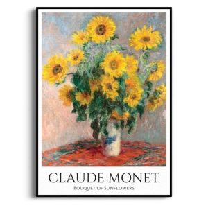 Plakat - Claude Monet - Słoneczniki - Żółty, Do Salonu i Sypialni,  Boho Retro, Reprodukcja