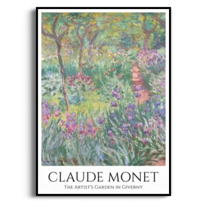 Plakat - Claude Monet - The Artist's Garden in Giverny - Kwiaty, Fioletowy Zielony, Pejzaż, Reprodukcja, Vintage Boho
