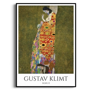 Plakat - Gustav Klimt - Hope II - Nadzieja II, Do Salonu Sypialni Gabinetu, Złoty Zielony, Retro, Reprodukcja