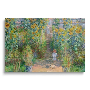 Obraz na szkle - Claude Monet - The Artist's Garden at Vétheuil - Reprodukcja do Salonu Sypialni Vintage Kolorowy