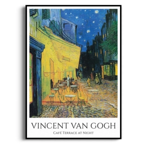 Plakat - Vincent van Gogh - Cafe Terrace at Night - Reprodukcja do Salonu Sypialni Vintage Niebieski Żółty