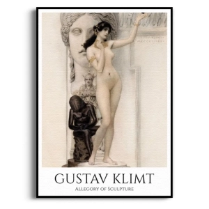 Plakat - Gustav Klimt - Allegory of Sculpture - Do Salonu Sypialni, Beżowy, Nowoczesny Klasyczny