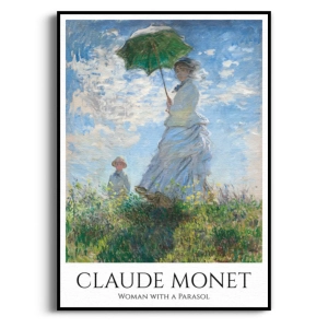 Plakat - Claude Monet - Kobieta z parasolem - Reprodukcja, Boho Nowoczesny Skandynawski, Błękitny Zielony