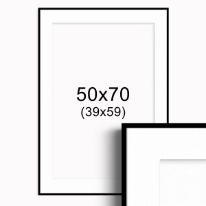 Ramka Czarna z passe-partout 50x70 cm - Białe Passe-partout Biały środek 50x70 cm (39x59)