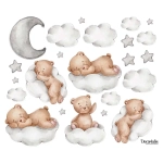 Naklejki na ścianę - śpiące misie