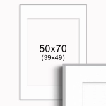 Ramka Srebrna z passe-partout 50x70 cm - Białe Passe-partout Biały środek 50x70 cm (39x49)