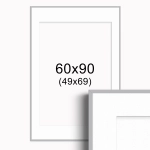 Ramka Srebrna z passe-partout 60x90 cm - Białe Passe-partout Biały środek 60x90 cm (49x69)