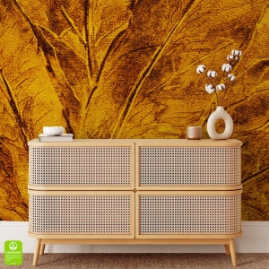 Fototapeta na wymiar: Miodowe Liście – Kolor Miodowy i Brązowy, Styl Nowoczesny do Salonu i Sypialni