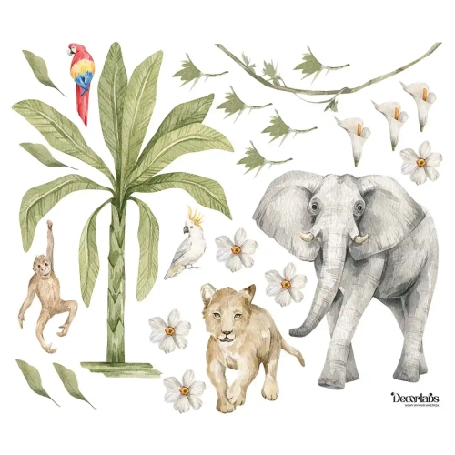 NAKLEJKI M - Zwierzęta w tropikach - zestaw.webp