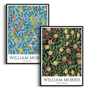 Zestaw 2 plakatów - William Morris - Four Fruits i Fruit Pattern -  Dyptyk, Owoce, do Jadalni Kuchni Salonu 