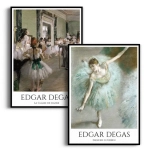 Zestaw 2 plakatów -  Edgar Degas - La Classe de danse & Dancer in Green - Reprodukcja do Salonu Sypialni Biura