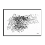 Plakat - Mapa Krakowa – Czarno-Biały Plan Miasta do Biura, Salonu, Gabinetu
