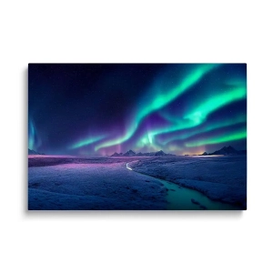 Obraz na szkle Niezwykła noc z zorzą polarną