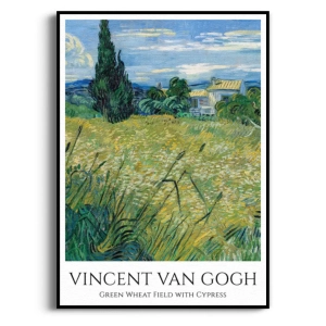 Plakat - Vincent Van Gogh - Green Wheat Field with Cypress - Pejzaż Zielone Pole,  Reprodukcja do Salonu, Biura, Jadalni
