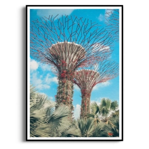 Plakat - Gardens by the Bay Singapuru - Nowoczesny do Salonu Sypialni i Biura, Niebieski