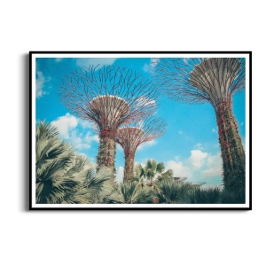 Plakat - Gardens by the Bay Singapuru - Nowoczesny do Salonu Sypialni i Biura, Niebieski