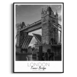 Plakat - Londyn Tower Bridge - czarno-biały do salonu i sypialni – architektoniczna fotografia w stylu loft, industrialnym i nowoczesnym