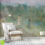 Fototapeta na wymiar - Thomas W. Dewing Summer – Reprodukcja do Salonu, Sypialni, Styl Vintage i Skandynawski, Zielona