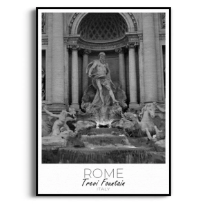 Plakat - Rzym Fontanna di Trevi - czarno-biały do salonu i sypialni – artystyczna fotografia w stylu włoskim, klasycznym i nowoczesnym