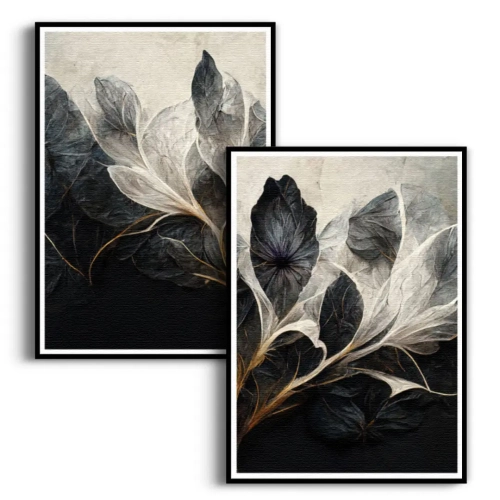 zestaw-2-plakatow-liscie-kwiaty-dyptyk-czarna.webp