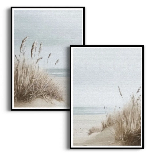 zestaw-2-plakatow-plaze-wydmy-trawy-morskie-dyptyk-czarna.webp