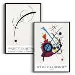 Zestaw 2 plakatów -  Geometric Curves i Violet Wassily Kandinsky - Sztuka Abstrakcyjna do Salonu, Biura, Sypialni, Gabinetu