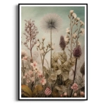 Plakat - Botaniczna dzika łąka w stylu rustykalnym II - Roślinność polna do salonu lub sypialni, beżowo-szara