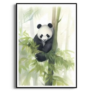 Plakat - Pandy w Lesie Bambusowym II – Sypialnia Dziecięca, Styl Skandynawski, Boho, Zieleń, Czerń i Biel